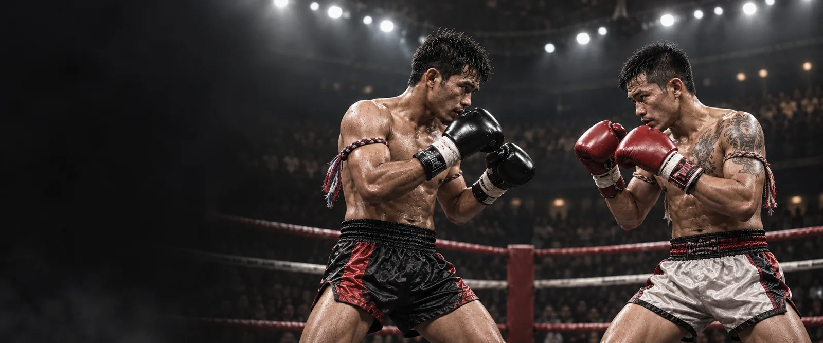 Muay Thai fighters meeting in the ring